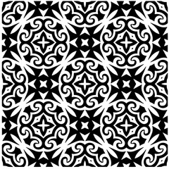 Vector pattern in geometric ornamental style. Black and white color.Seamless pattern.