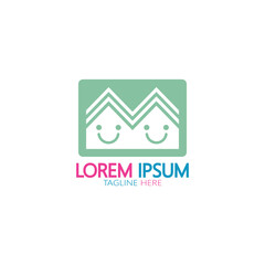 kindergarten logo design simple vector template icon illustration,for education,playgroup,children's learning home,children's school with a modern concept