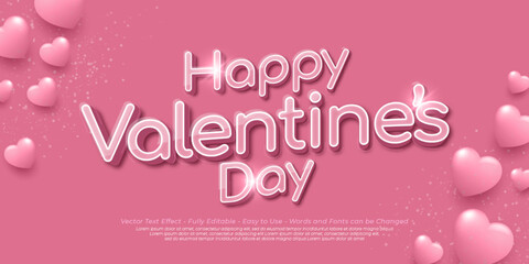 Fototapeta na wymiar Modern style effect text happy valentine's day