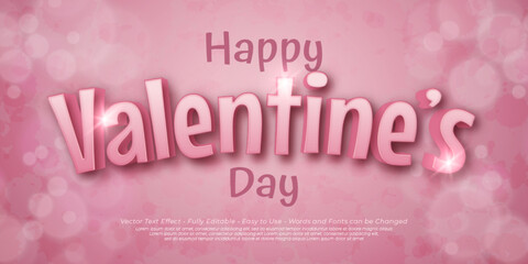 Custom text 3d style effect text happy valentine's day