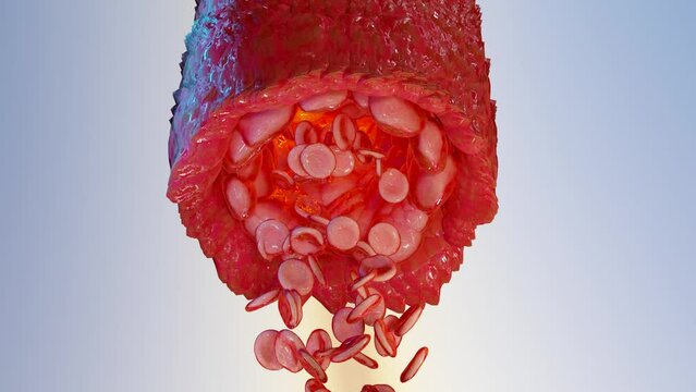 vasoconstriction and vasodilation blood pressure, dilated blood  vessels or capillaries or artery, Increase and decrease in blood flow through the blood vessels, Different thickness, 3d render