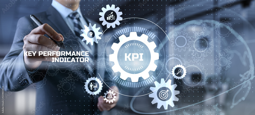 Poster kpi key performance indicator business and technology concept on screen.