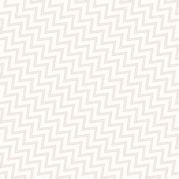 Chevron seamless pattern. Diagonal zigzag stripes ornament. Subtle minimal vector texture with lines, striped zig zag shapes. Simple abstract white and beige geometric background. Repeat geo design