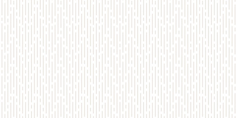 Subtle vertical line seamless pattern. Simple minimal vector texture with thin lines, stripes. Beige and white abstract geometric background. Elegant minimalist repeat design for decor, wallpaper