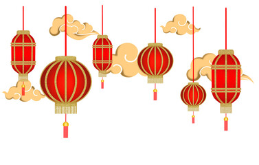 Fototapeta na wymiar illustration chinese new year festival lamp decoration background design