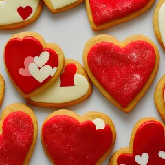 Naklejka na ściany i meble Heart shaped cookies. Perfect for articles on love of food, Valentines Day etc. 