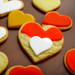 Fototapeta na wymiar Heart shaped cookies. Perfect for articles on love of food, Valentines Day etc. 