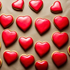 Fototapeta premium Heart shaped cookies. Perfect for articles on love of food, Valentines Day etc. 