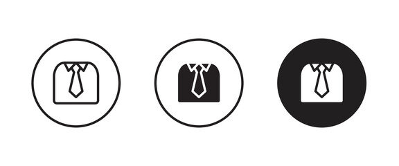 Uniform Male dress shirt icon. Shirt and tie icon suit men formal business wear icon symbol logo illustration, editable stroke, flat design style isolated on white