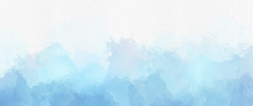 watercolor border in blue color tone on white grunge canvas paper use as banner background template. abstract artistic watercolor art hand paint on white background. © WONGSAKORN