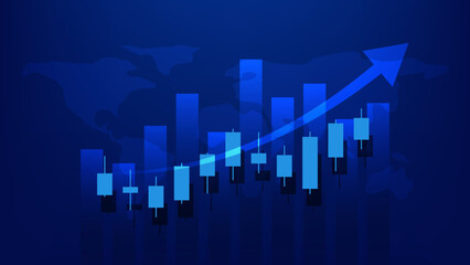 Economy and finance background concept. financial business statistics stock market candlesticks and bar chart