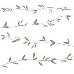 Set of leaves on PNG White transparent background Cover. Stock vector illustration. 01