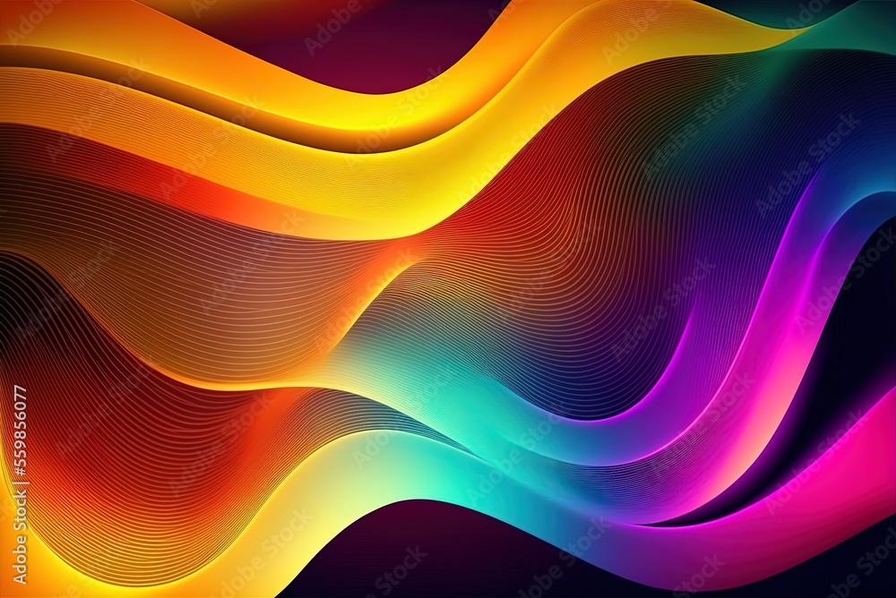 Aufkleber the backdrop is a multicolored abstract gradient that undulates. generative ai