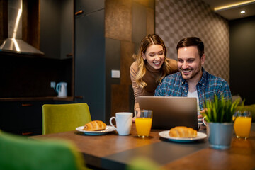 Couple enjoying their breakfast together