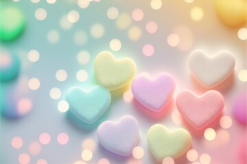 Obraz premium Soft pastel colorful mini hearts. Generative AI