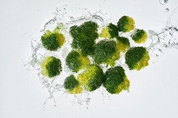 High Speed Photography Broccoli Water Splash