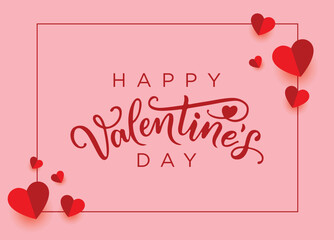 Valentines day background with heart pattern and typography of happy valentines day text . Vector illustration. Wallpaper, flyers, invitation, posters, brochure, banners.	