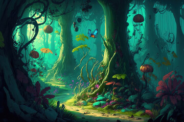 fairy forest in vivid colors