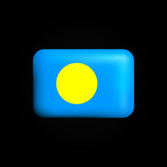 Palau Flag 3D Icon. National Flag of Palau. Vector illustration
