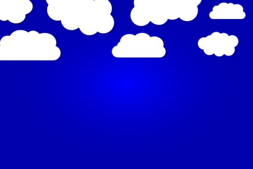 Beautiful fluffy clouds on blue sky background. Vector illustration. Paper cut style. Place for text