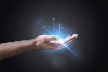 Hand Giving Upgrade From Technology