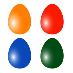 Set of multi-colored Easter eggs isolated on white background.