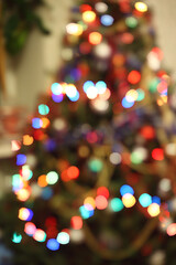 Abstract  colorful night light bokeh, defocused background.