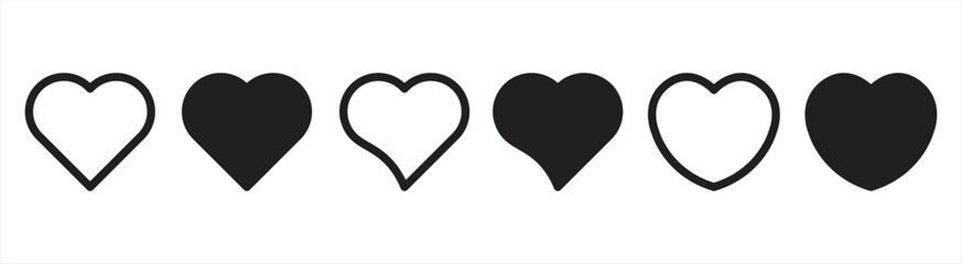 Heart icon. Heart icon collection. Love heart icon sign and symbol. Vector illustration.