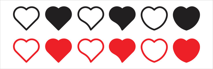 Heart icon. Heart icon collection. Love heart icon sign and symbol. Vector illustration.
