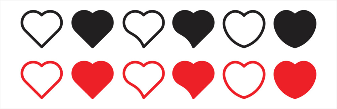 Heart icon. Heart icon collection. Love heart icon sign and symbol. Vector illustration.