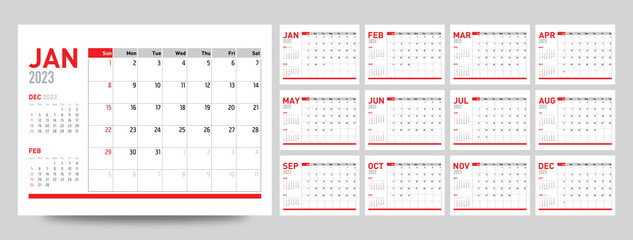 2023 Year Calendar. Week Start Sunday. Corporate and Business Monthly calendar.
