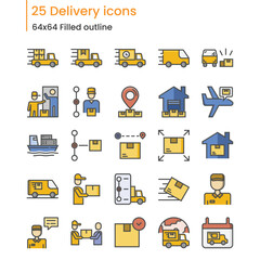 Filled outline icons set of delivery