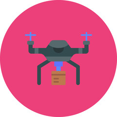 Drone Delivery Multicolor Circle Flat Icon