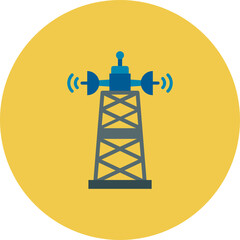 Signal Tower Multicolor Circle Flat Icon