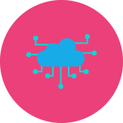 Cloud Computing Multicolor Circle Flat Icon