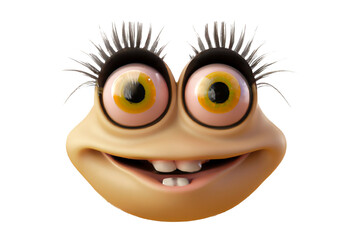 Funny strange fantasy monster smiling with big eyes - Generative AI 3D Illustration isolated on white background