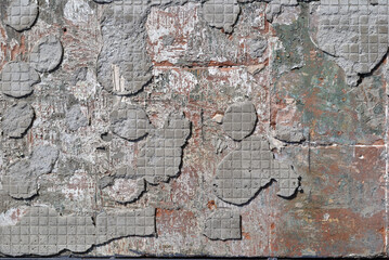 Abstract Pattern of Adhesive on Wall after Removal of Ceramic Tiles  