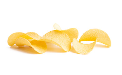 Fototapeta na wymiar Potato chips on white background. Isolated on a white background.