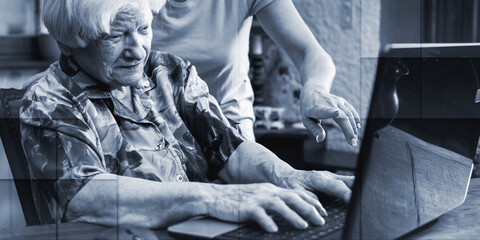 Training of an old person to new technologies, geometric pattern