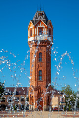 Fototapeta premium Old water tower in Staraya Russa, Russia