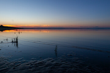 Scenic evening view of Ilmen lake in Novgorod region, Russia