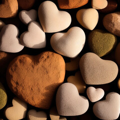 Obraz premium close-up of a bunch of chocolate that are shaped like hearts, love, heart, valentine, - AI Generated
