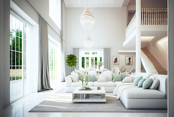 Fototapeta na wymiar Luxury villa living room . Image created with Generative AI technology.