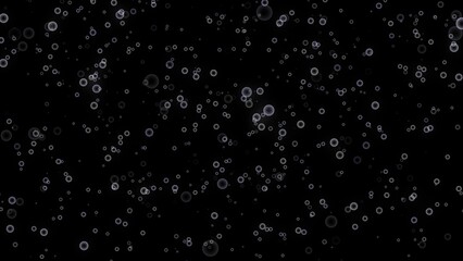 Bubbles rise up on a dark background. 3d Render. Motion design bubbles in the drink. Bubbles in the water motion graphics.