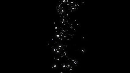 3D Render. Motion design Bubble surges on black background move upward. A geyser of bubbles is moving up