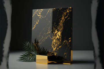 Black marble stone with golden fissure ,