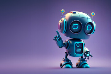 Positive cute robot pointing at a space. Copy space, ai generated - obrazy, fototapety, plakaty