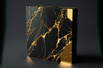 Black marble stone with golden fissure ,