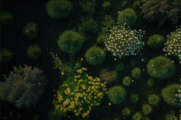 Fototapeta na wymiar Drone Photography - Spring Meadow (Generative Art)