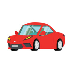 Red sport car vehicle stylized vector illustration